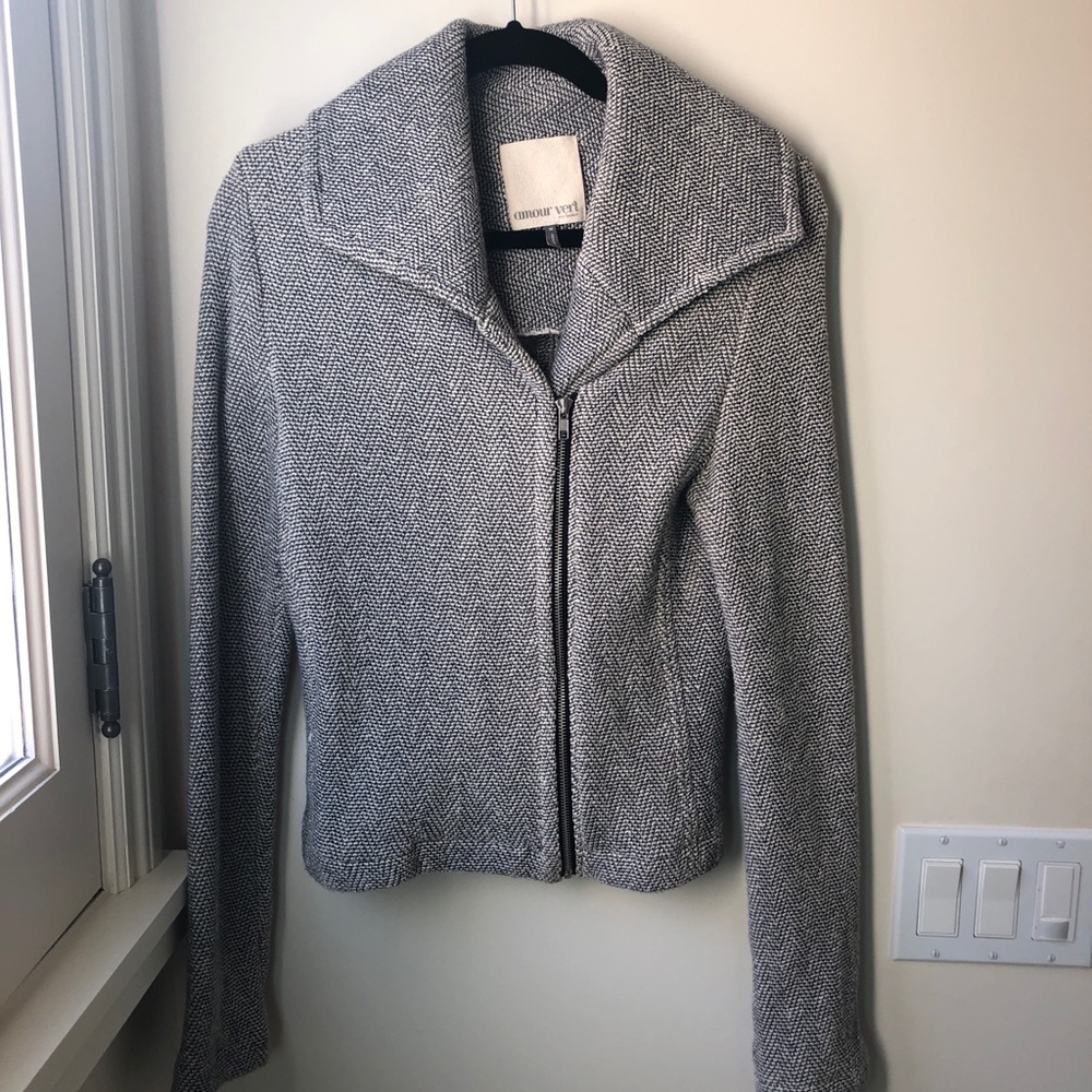Amour Vert 100% Cotton Grey & White Motto Jacket